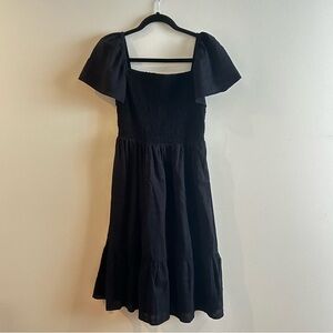 GAP Black Smocked Dress, size XS, Square neck, cute Sleeve